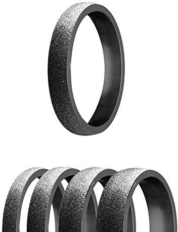 Ring - Edelstahl - 4 Breiten - Diamant - Schwarz [07.] - Breite: 2mm - Ringgröße: 55