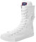 rismart Mujer Botas Lona Media Pierna Animadora Cordones High Top Sneakers Zapatos de Deporte(Blanco(Flor),36 EU)