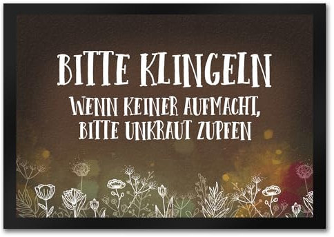trendaffe - Bitte klingeln - Unkraut Fußmatte mit Blumen Motiv