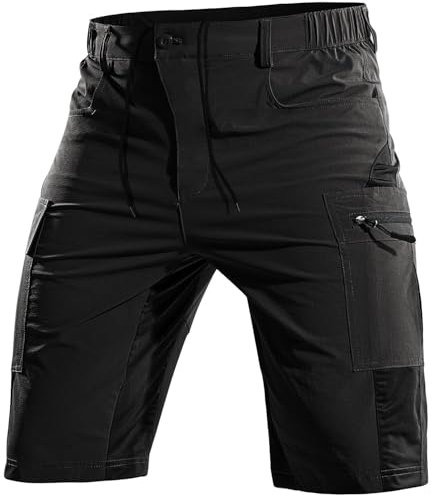 Cycorld Kurze-Hosen-Herren,Wanderhose MTB Hose Herren Kurz Atmungsaktiv Schnelltrocknende Bermuda Cargo Shorts Arbeitshosen Männer Kurz Radhose Fahrradhose Mountainbike(Schwarz,3XL)