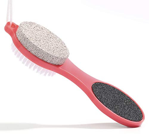 CAREHOOD Foot File Callus Remover - Multi Purpose 4 in 1 Feet Pedicure Tools with Foot Scrubber, Pumice Stone, Foot Rasp and Sand Paper for Home Foot Care (Red Pedicure Foot File)