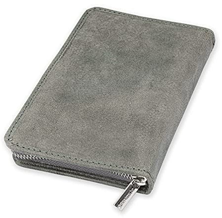 Jahn-Tasche – Großes Federmäppchen/Exklusives Stifte-Etui Größe L aus Büffel-Leder, Grau, Modell 014