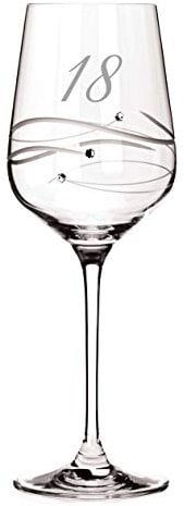 DIAMANTE 18th Birthday Wine Glass - ''Just for You - Single Wine Glass Present in Gift Box