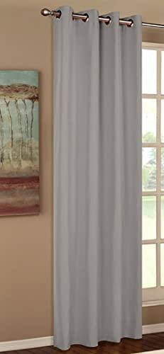 Gardinenbox Vorhang Schal Schlaufen Blickdicht Microsatin Lichtdurchlässig Kräuselband Uni Matt, Grau, HxB 145x140 cm
