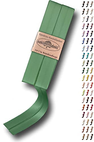 Sandras-Bastelladen Schrägband/Einfassband Satin gefalzt 2m x 20mm 525-Grasgrün