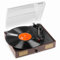 Fenton RP106DW - Platine Vinyle USB avec Haut-Parleurs Intégrés - Bois Foncé, Design Rétro, Arrêt Automatique, Convertisseur MP3, avec Capot Anti-poussière