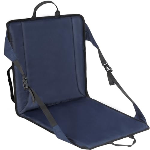 REDCAMP Tragbares Stadion-Sitzkissen für Bleicher mit Rückenstütze, Leichter Faltbarer Bleicher Sitz für Überall Garten Ground Sports Outdoor, Marinebl Upgrade