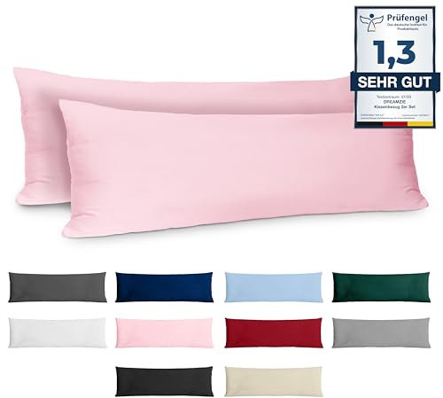 Kissenbezug 40x145 Baumwolle Renforcé (2er-Set) - Rosa - Dicht gewebt mit 57 Fäden/cm² - Kissenbezug 40 x 145 cm - Oeko Tex Zertifiziert - Dreamzie