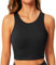 BAYDI Sport BH Damen ohne Buegel Bustier Hochgeschlossenes Crop Top Racerback Tanktops Abnehmbare Polsterung Yoga Bra Schwarz