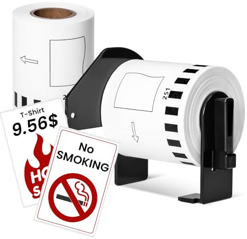 Doruimi 2 Rollen 62mm x 15,24m Endlosetiketten Kompatibel mit Brother DK-22251 DK22251 Selbstklebende Papier Etiketten for Brother QL-800, QL-810W, QL-820NWB Etikettiermaschinen, Rot/Schwarz auf Weiß
