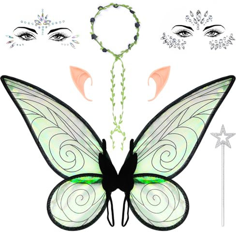 TUZHE Satz von 7 Feenflügel Kinder Erwachsene, Feen Flügel Damen Club Kostüm Fairy Wings für Karneval Geburtstag Halloween Weihnachten Rollenspiele Comic Con Themed Party