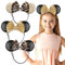 Bandeau Oreilles Minnie (lot de 3) avec Noeud Pailleté - Bandeaux Minnie - Oreilles de Souris avec Bande Élastique et Bandeau Réglable sans Mal de Tête - Serre Tete Enfant et Adulte (Leopard Print)