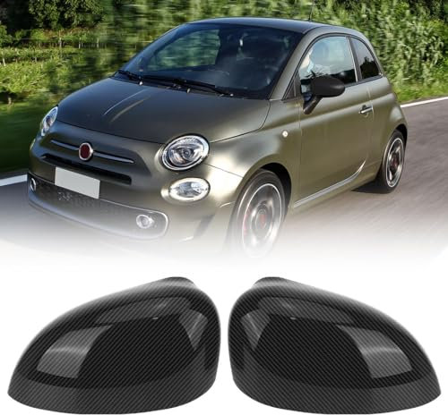 1 Paar Spiegelabdeckungen Ersatz für Fiat 500 500C 500E 2007-2024/Grande Punto 2005-2018, Auto Spiegelkappen Außenspiegelkappe Rückspiegelkappe Abdeckungen, Außenspiegelgehäuse (Carbon-Muster