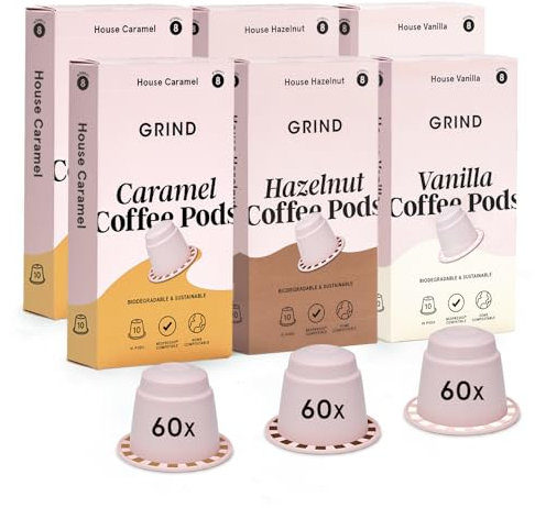 Grind Variety Pod Collection – Pack of Biodegradable Capsules – Compatible With Nespresso® Original Machines – Home Compostable – Gift Set (60 count (Pack of 1), Flavour Variety Pack)