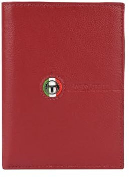Sergio Tacchini Vertikale Herren-Geldbörse aus echtem Leder, Schlank mit Kartenfächern
