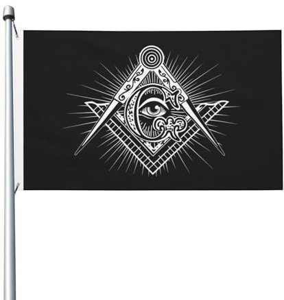 Fahne Freimaurer-Logo Premium Gartenflaggen Uv-Beständig Fahnen Für Feiertage Haus Feiern 90X150cm