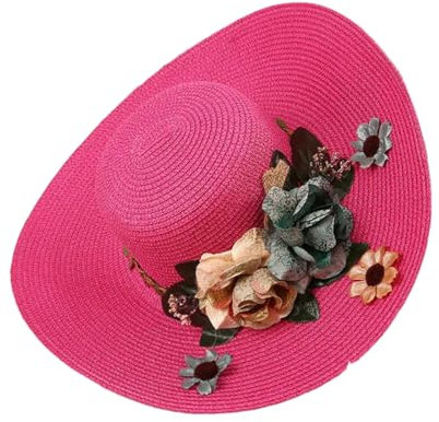 UIOKLMJH Sombrero de paja plegable de ala grande para mujer, de ala grande, 2, Talla única