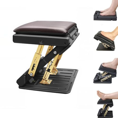 Repose-pieds de bureau ergonomique réglable en hauteur : repose-pieds avec fonction de massage 4 positions de hauteur différentes pour le bureau, la maison, les voyages (marron)