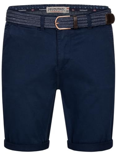 Geographical Norway Chino Shorts Kurze Hose Bermuda Knielang Stoff bequem mit Gürtel Short