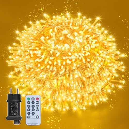 taiyongkang Warmweiße LED Lichterkette 40m Mit 5 Meter Stromkabel – Fernbedienung & Timer-Funktion, Für Innen & Außen, 8 Blinkmodi, Ideal Für Weihnachten, Hochzeit, Wohnzimmer & Dekoration