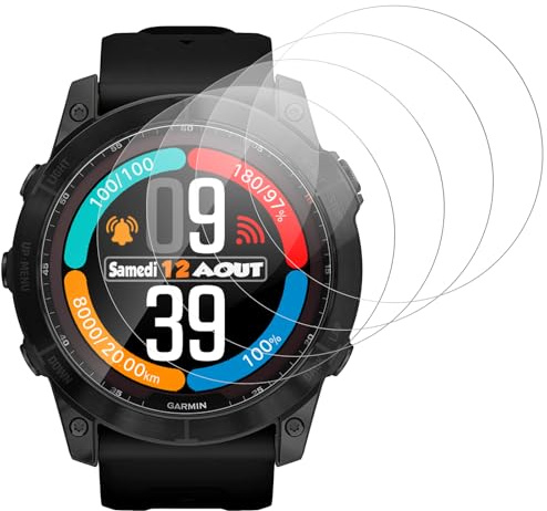 IQShield Screen Protector for Garmin Fenix E 47mm/Fenix 7/Fenix 7 Pro Solar, 4 Pack Ultra Clear Tempered Glass, Protective Film for Fenix 7 Pro Solar, Bubble-Free, 9H Hardness, Touch Sensitive