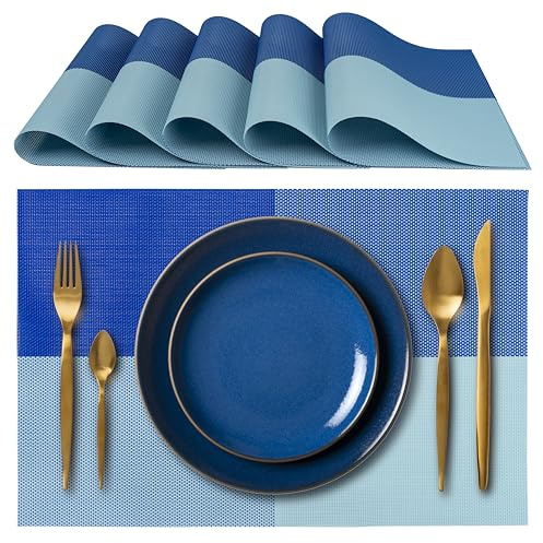 IPEA Manteles Individuales Americanos Elegantes 45 x 30 cm para Cena, Almuerzo, Desayuno – 6 Unidades – Mantel Individual Lavable, Resistente al Calor, Antideslizante, Antimanchas para Mesa de Cocina