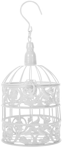 CORHAD Weiße Dekorative Eisen Vogelkäfig Deko 14X14X32cm für Hochzeit Tisch und Schaufensterdekoration