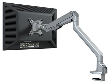 ThingyClub Gas Spring Single LCD Arm Desk VESA Bracket & Monitor Arm Stand for 10-30 Screens: Tilt up 90° /down 45°, Swivel left/right 180°, 360° Rotation (Silver)