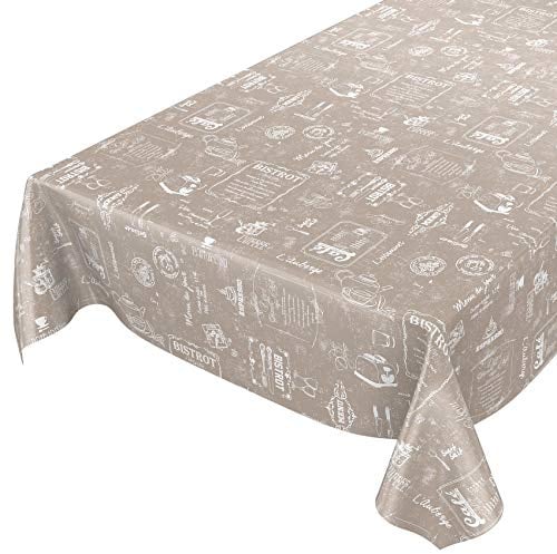 ANRO Wachstuchtischdecke Wachstuch Wachstischdecke Tischdecke abwaschbar Beige Bistro Retro Modern wasserabweisend Gartentischdecke Meterware pflegeleicht Lotuseffekt 220x140cm