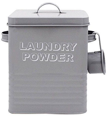 Lesser & Pavey New Sweet Home Laundry Powder Tin with Scoop, Metal, Grey, 18 x 15 x 25 cm
