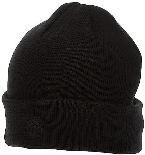 Timberland Herren Beanie mit Bündchen und Gesticktem Logo Winter-Hut, Schwarz, Einheitsgröße