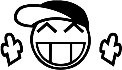 Decus Smiley Cap Fuck Mittelfinger Stinkefinger L 0051 (schwarz) // Sticker OEM JDM Style Aufkleber