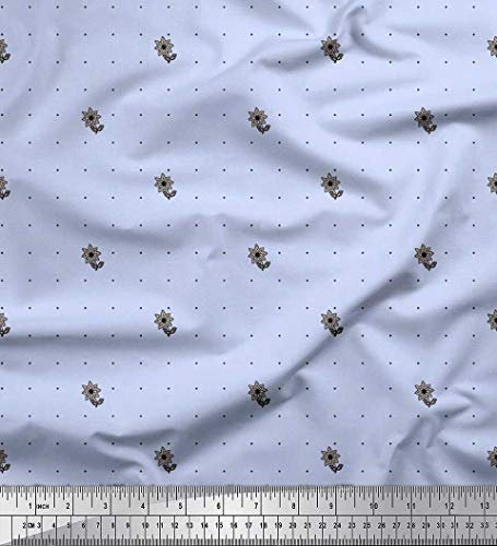 Soimoi Blau Baumwolle Batist Stoff dot & Blumen kunstlerisch Stoff Meterware 42 Zoll breit