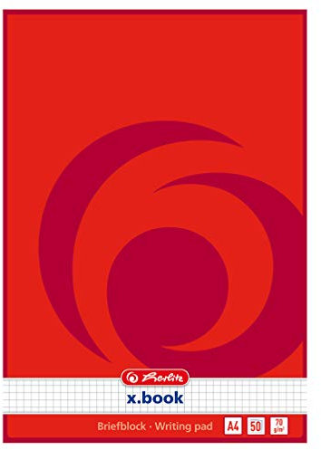 Herlitz 717439 Briefblock A4, 50 Blatt kopfgeleimt (A4 | 5er Pack, kariert)