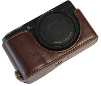 Zakao Étui pour appareil photo Ricoh GR III en cuir véritable avec ouverture par le bas et dragonne Café