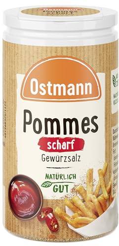 Ostmann Gewürze - Pommes Gewürzsalz scharf | Pikant-salziges Gewürz für Pommes und Kartoffelspalten | 70 g in der Streudose