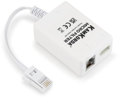KamKorda Micro Filter Adapter - Adsl Filter | Phone to Ethernet Adapter | Microfilter RJ11 for BT, Sky, PlusNet, TalkTalk, Vodafone and More | White