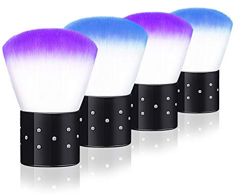 Nagelpinsel Entstauben Weicher Nagelbürsten Multifunktional Nagel Reinigungsbürste für Nagelkunst, Gesicht Make-up, UV-Gelnägel 4 Stück (Lila und Blau)