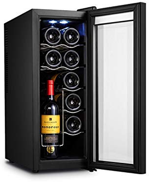 Réfrigérateur refroidisseur de vin à compresseur de 12 bouteilles | Grande cave à vin indépendante | Réfrigérateur à vin à contrôle de température numérique 41f-64f pour rouge, blanc, champagne - noir