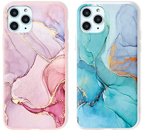 Yoedge Schutzhülle für iPhone 7 Plus/8 Plus, Rosa und Weiß, Silikon, Motiv Zeichnung, ultradünn, stoßfest, Gel, TPU, weich, Bumper Cover Case für iPhone 8/7 Plus 5,5 Zoll, Marmor