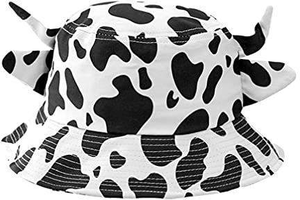 Lurrose Kuh-Eimer-Hut Tierkostümzubehör Süße Mütze Fischermütze Für Mädchen Anti-Fischer-mütze Sonnenhüte Damen Kuhmütze Kindermütze Reisekappe (56-58CM)