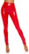 Koucla Highwaist Hose Wetlook Lederlook Lack Optik Damen Hose mit Zip (Rot, M)