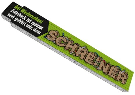 Auf Wiedersehen! Schreiner Meterstab aus Holz in grün als Geschenk für Handwerker und Bauarbeiter die gerne mal einen Zollstock von den Kollegen klauen