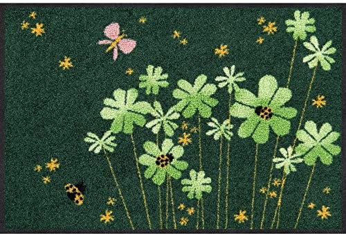 Salonloewe Fußmatte Lucky Time 50x75 cm Eingangsmatte mit Motiv für innen und außen Fussabtreter waschbar Flur-Teppich mit schönem Design