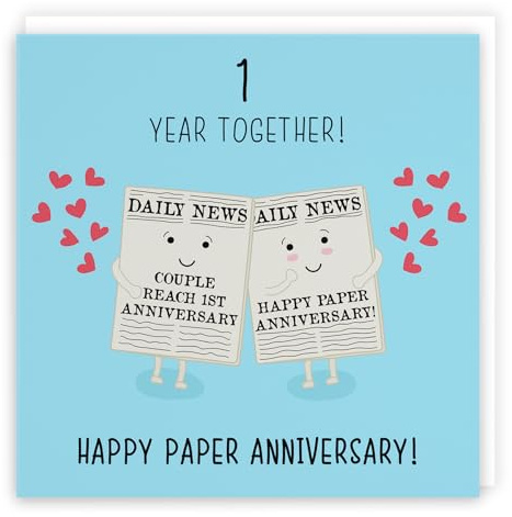 Hunts England - Large 1st Wedding Anniversary Card - Large Size - Paper Anniversary - Iconic Collection - Large - 210 x 210 mm - 1 Year Cute Anniversary Card For Him, Her, Couples, etc.