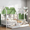 KEEPREAPER Kinderbett 90x200cm mit Rausfallschutz und 2 Schubladen, Hausbett Jugendbett mit 8 Regalfläche und Lattenrost für Jungen & Mädchen, Weiß (mit 8 Regalfläche, 90x200cm)