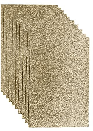 Jtnohx Glitzer Filz, 10pcs Glitzerstoff für Handwerk, 20 x 30 cm Filz zum Basteln Glitzer, Filzstoff Quadrat für Party Projekt Urlaub Festival(Hellbraun)