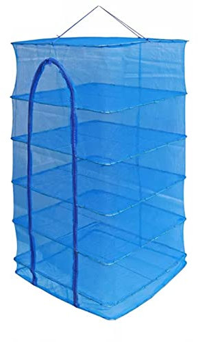 HHKTY Azul 5 Capa No Tóxico Nylon Red Plegable Malla Colgante El Secado Estante Neto Alimento Deshidratador para Pez Verduras Carne(Size:50x50x100cm,Color:Azul)