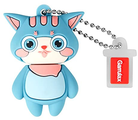 GARRULAX Clé USB 64 Go étanche en silicone USB 2.0 haute vitesse USB 2.0 avec stylo, stockage de la date, disque U (chat cyan)