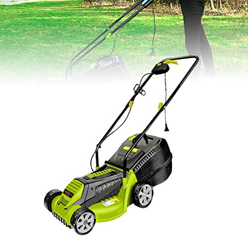 KAWAAI Tagliaerba Elettrico da 1600 W con Larghezza di Taglio di 32 cm, tagliaerba Mulching a rulli con Cavo Pieghevole, 3 Altezze di Taglio, Cesto di Raccolta dell'erba da 30 Litri, Ideale per Prati